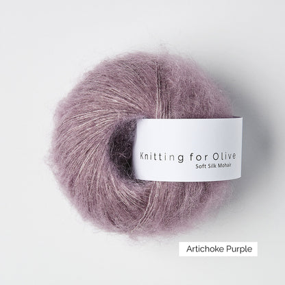 Pelote de Soft Silk Mohair de Knitting for Olive (KFO) coloris Artichoke Purple