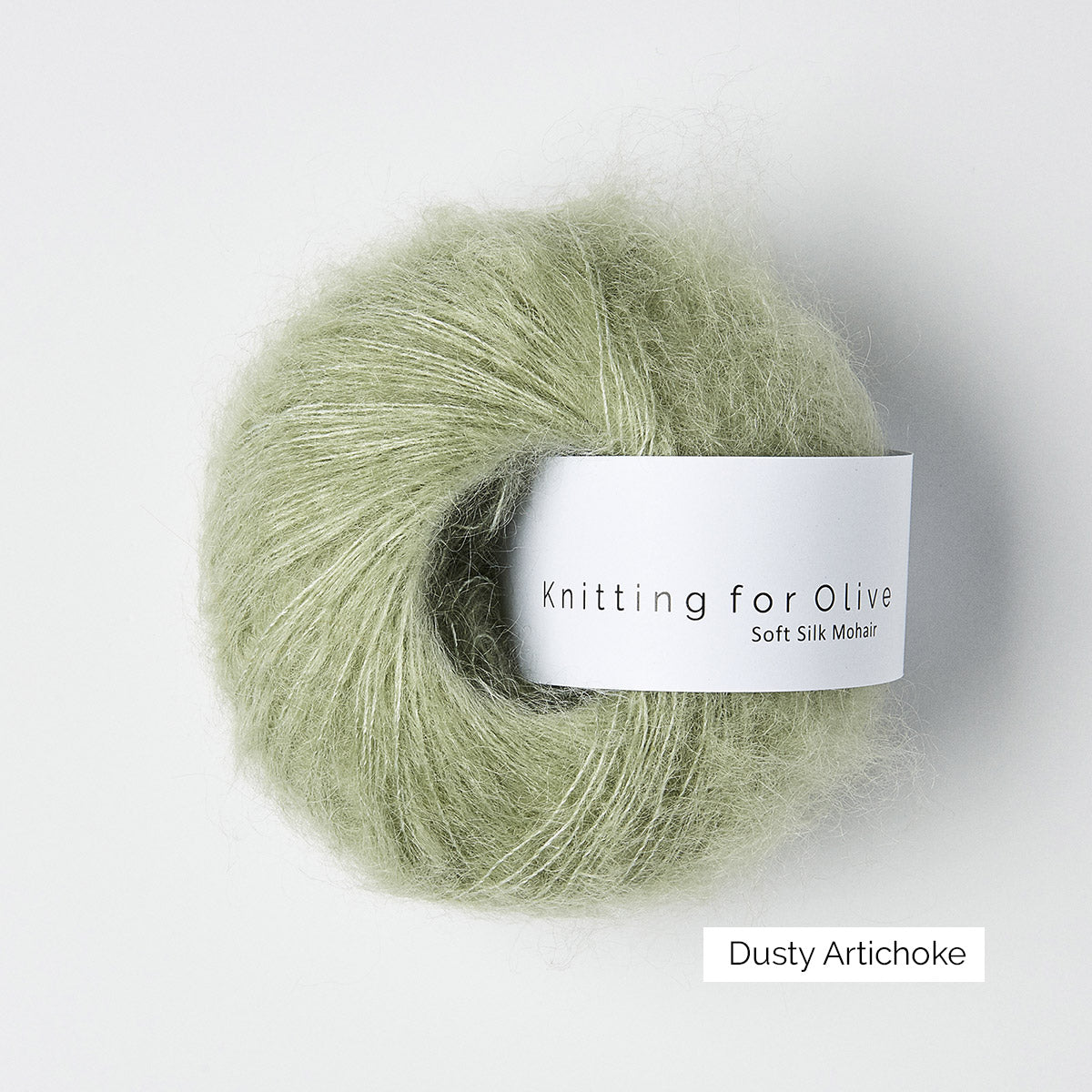 Pelote de Soft Silk Mohair de Knitting for Olive (KFO) coloris Dusty Artichoke