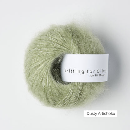 Pelote de Soft Silk Mohair de Knitting for Olive (KFO) coloris Dusty Artichoke