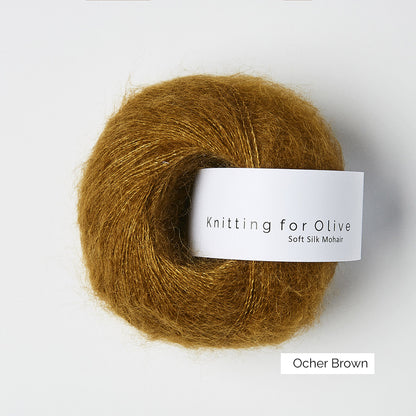 Pelote de Soft Silk Mohair de Knitting for Olive (KFO) coloris Ocher Brown