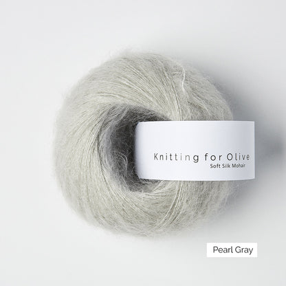Pelote de Soft Silk Mohair de Knitting for Olive (KFO) coloris Pearl Gray