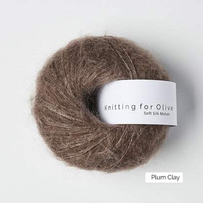 Pelote de Soft Silk Mohair de Knitting for Olive (KFO) coloris Plum Clay