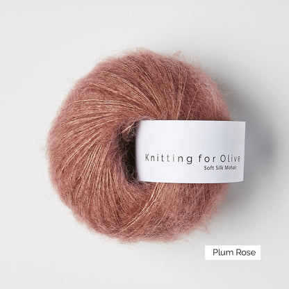 Pelote de Soft Silk Mohair de Knitting for Olive (KFO) coloris Plum Rose