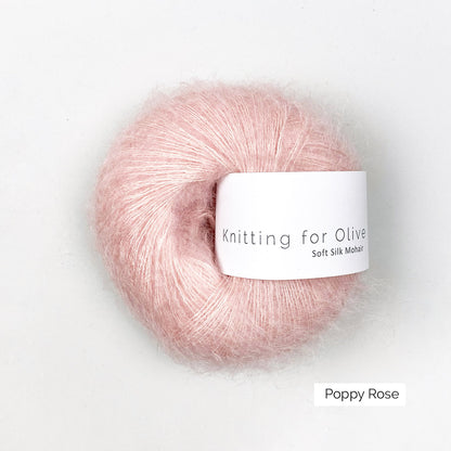 Pelote de Soft Silk Mohair de Knitting for Olive (KFO) coloris Poppy Rose