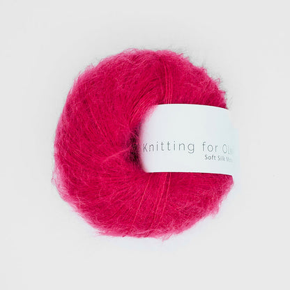 Pelote de Soft Silk Mohair de Knitting for Olive (KFO) coloris Raspberry Red