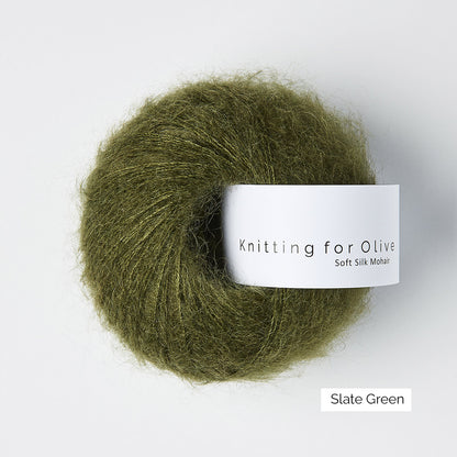 Pelote de Soft Silk Mohair de Knitting for Olive (KFO) coloris Slate Green