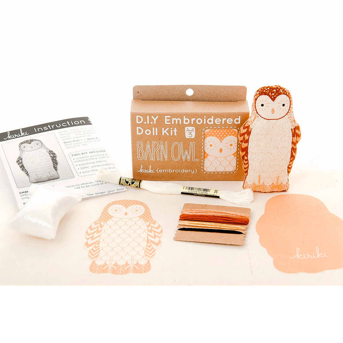 Kit de broderie Embroidered Doll de Kiriki Press modèle Barn Owl