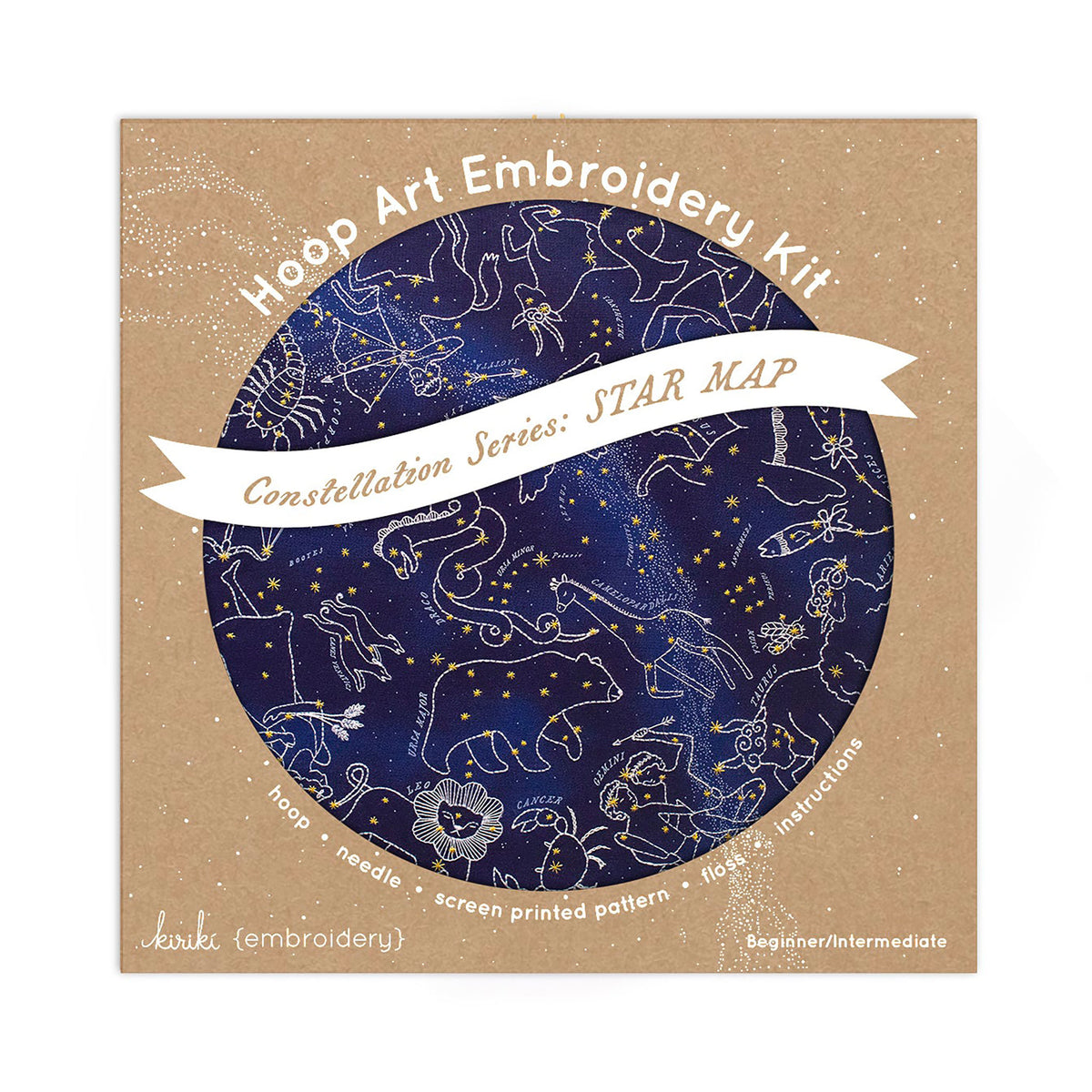 Kit de broderie Hoop de Kiriki Press modèle Star Map (11")