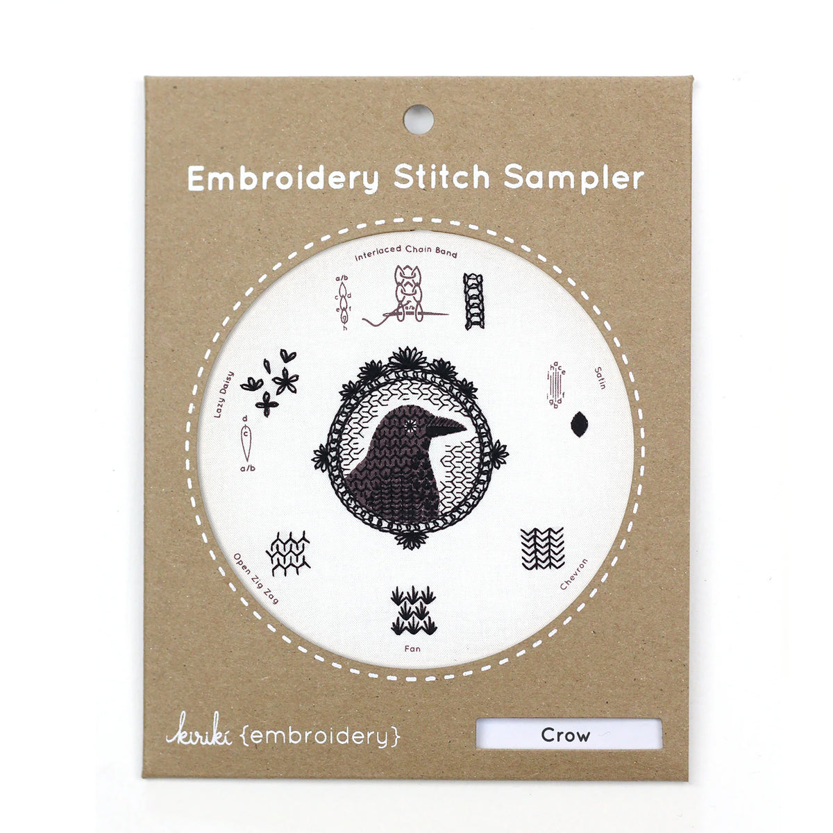 Kit de broderie Stitch Sampler de Kiriki Press modèle Crow