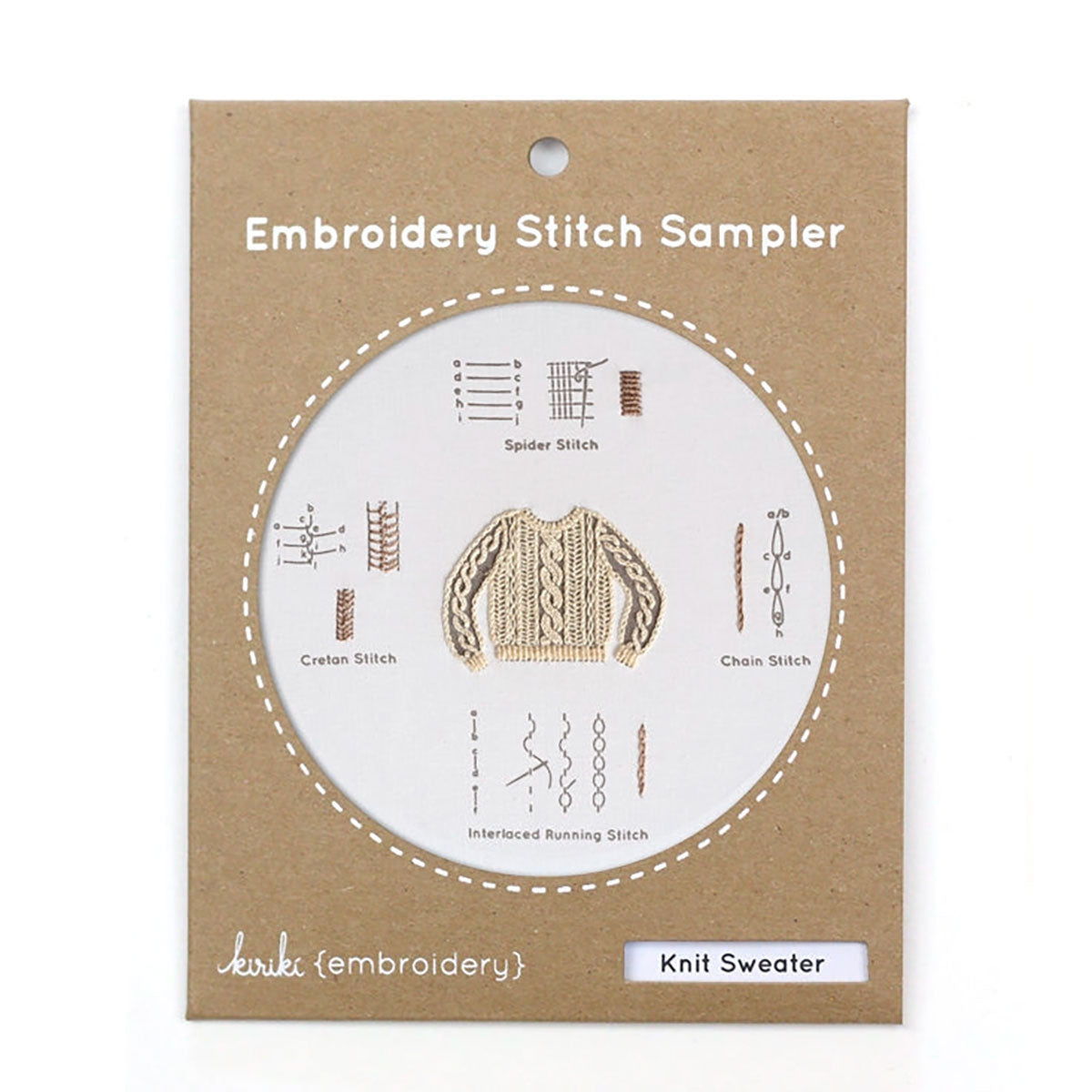 Kit de broderie Stitch Sampler de Kiriki Press modèle Knit Sweater