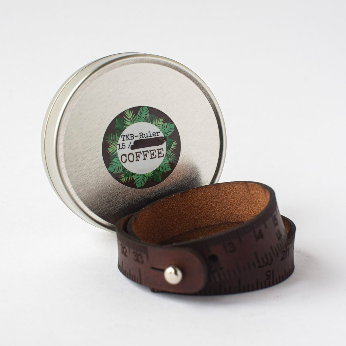 Bracelet mètre (Ruler) en cuir The Knitting Barber coloris Coffee