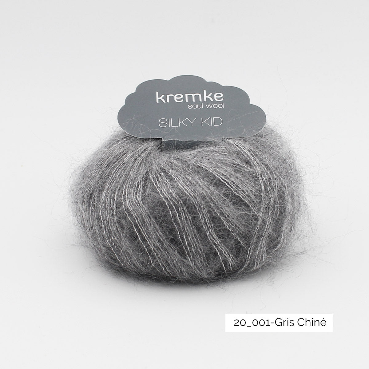 Pelote de Silky Kid de Kremke Soul Wool coloris 20_001 Gris Chiné