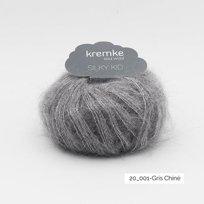 Pelote de Silky Kid de Kremke Soul Wool coloris 20_001 Gris Chiné