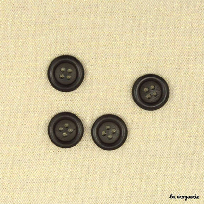 Boutons La Droguerie modèle Ebène Bourrelet (4 Trous ; 18mm)