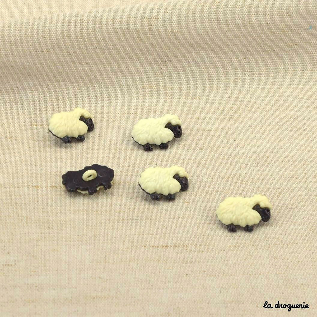 Boutons La Droguerie modèle Moutons (Blanc-Noir ; 18mm)