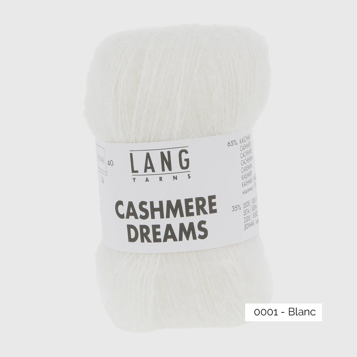 Echeveau de Cashmere Dreams de Lang Yarns, coloris 0001 Blanc