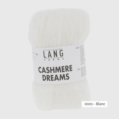 Echeveau de Cashmere Dreams de Lang Yarns, coloris 0001 Blanc