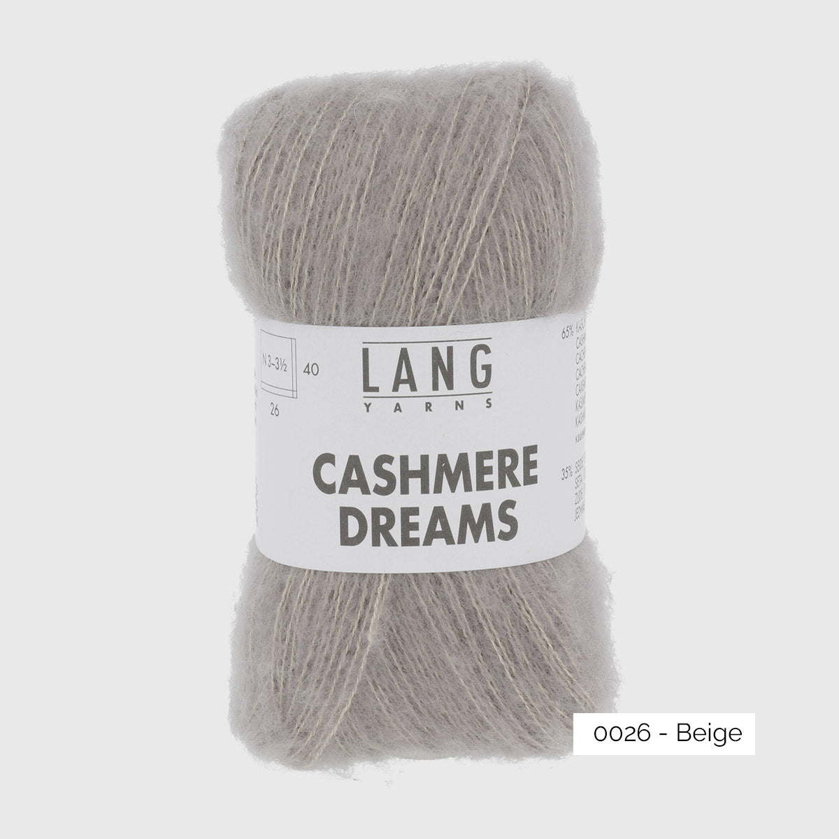 Echeveau de Cashmere Dreams de Lang Yarns, coloris 0026 Beige