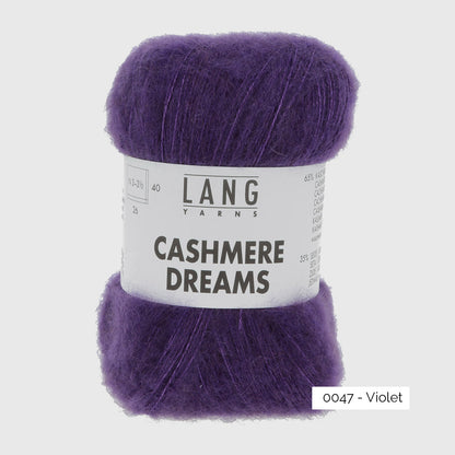 Echeveau de Cashmere Dreams de Lang Yarns, coloris 0047 Violet