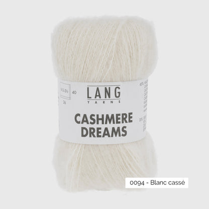 Echeveau de Cashmere Dreams de Lang Yarns, coloris 0094 Blanc Cassé