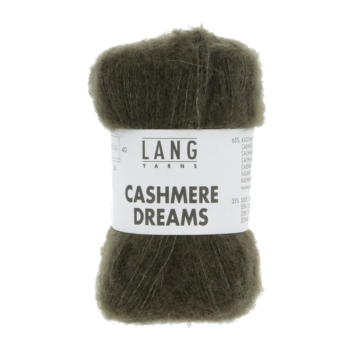 Echeveau de Cashmere Dreams de Lang Yarns, coloris 0098 Kaki