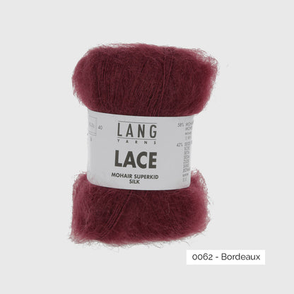 Mohair Lace de Lang Yarns, coloris 0062 Bordeaux