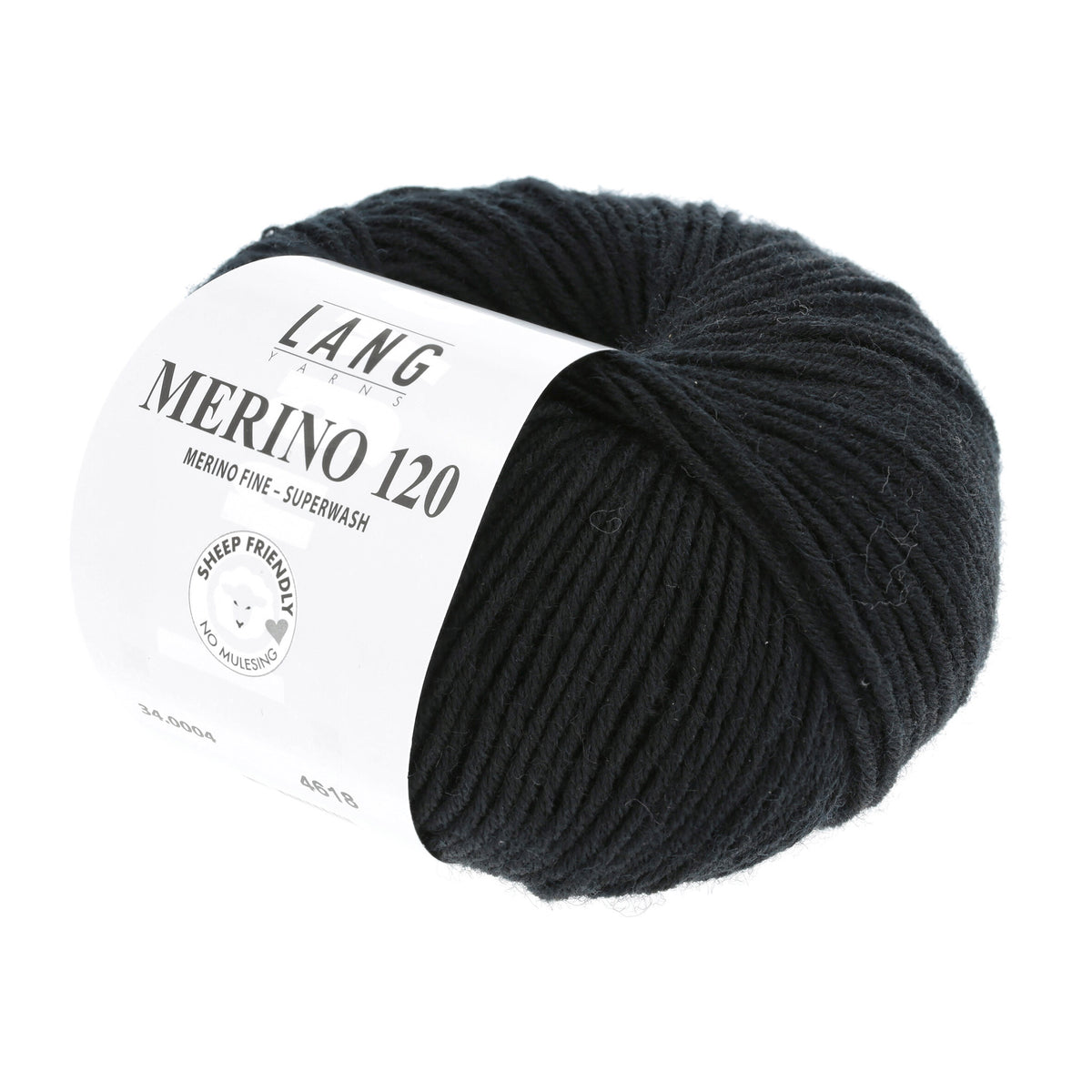 Pelote de Merino 120 de Lang Yarns coloris 004 Noir