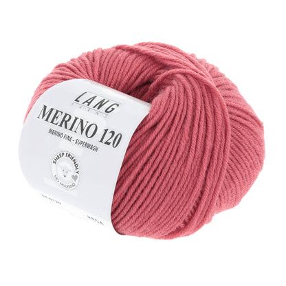 Pelote de Merino 120 de Lang Yarns coloris 129 Bois de Rose