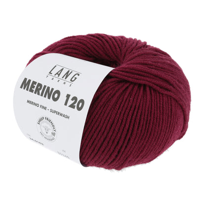 Pelote de Merino 120 de Lang Yarns coloris 163 Bordeaux