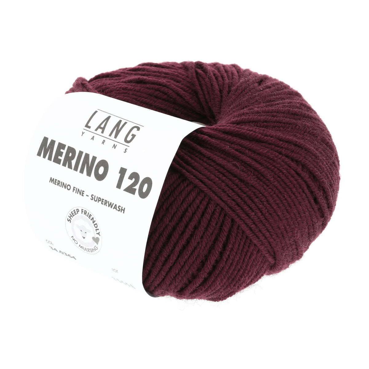 Pelote de Merino 120 de Lang Yarns coloris 364 Bourgogne