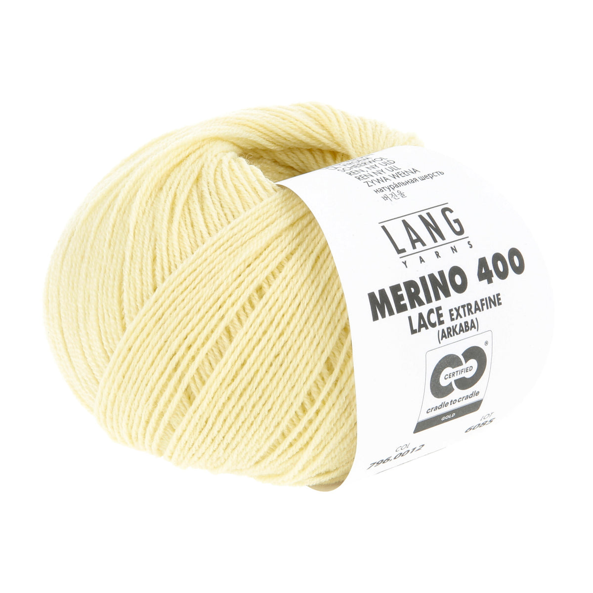 Pelote de Merino 400 Lace de Lang Yarns, coloris 012 Limonade