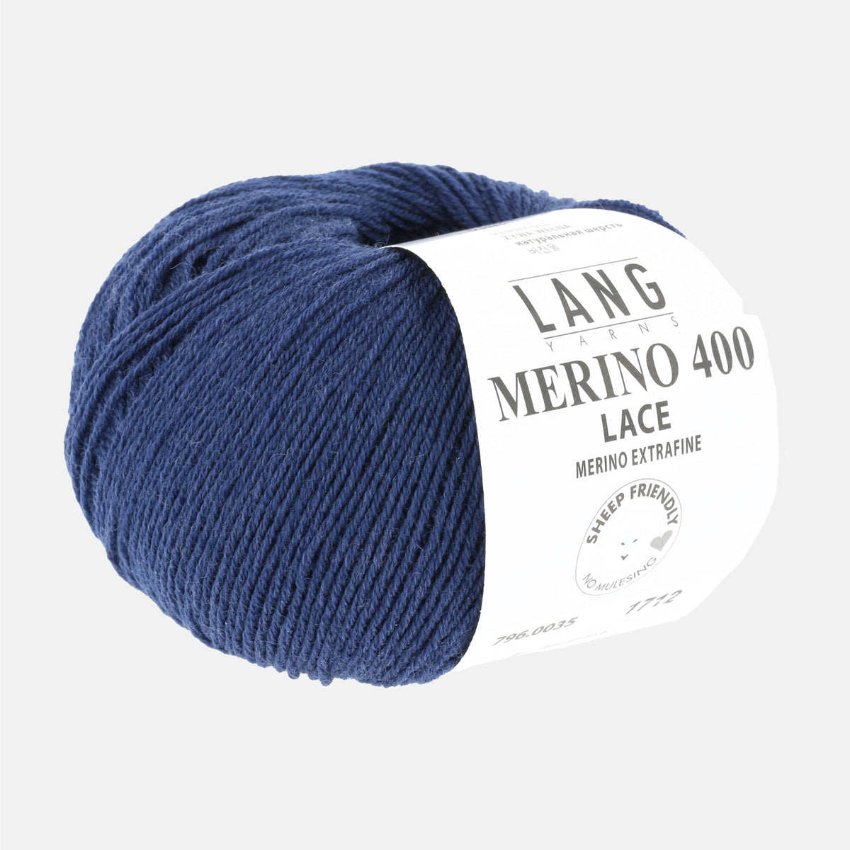 Pelote de Merino 400 Lace de Lang Yarns, coloris 0035 Bleu