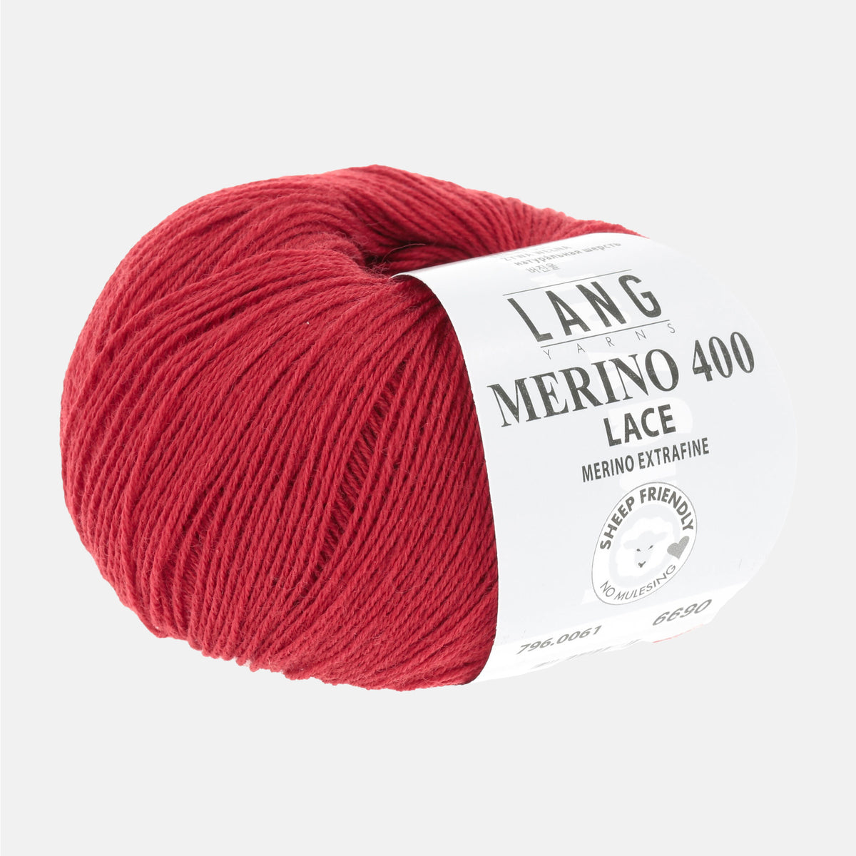 Pelote de Merino 400 Lace de Lang Yarns, coloris 0061 Cerise