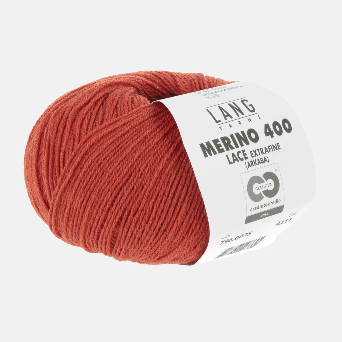 Pelote de Merino 400 Lace de Lang Yarns, coloris 0075 Abricot