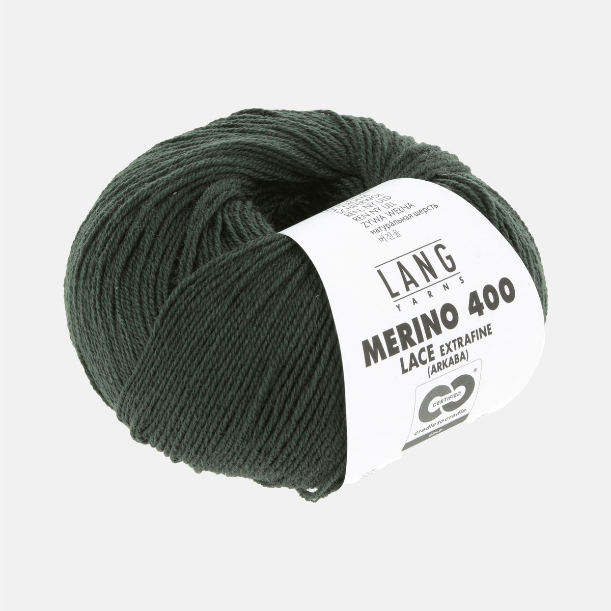 Pelote de Merino 400 Lace de Lang Yarns, coloris 0318 Bouteille