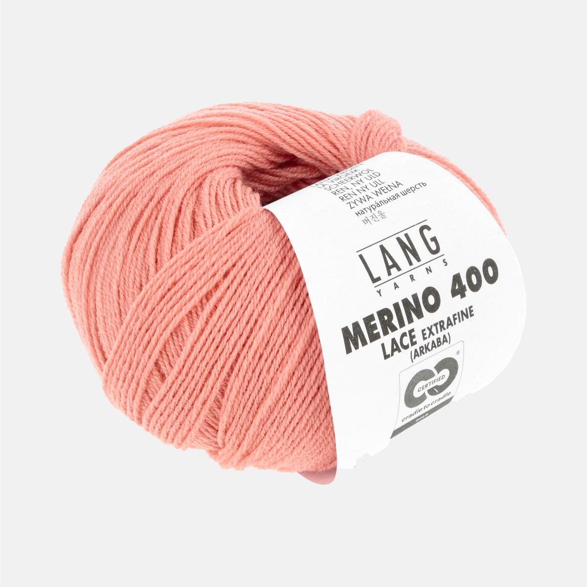 Pelote de Merino 400 Lace de Lang Yarns, coloris 0328 Pêche