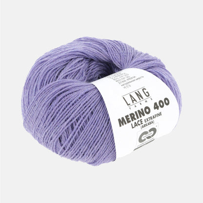 Pelote de Merino 400 Lace de Lang Yarns, coloris 0346 Lavande