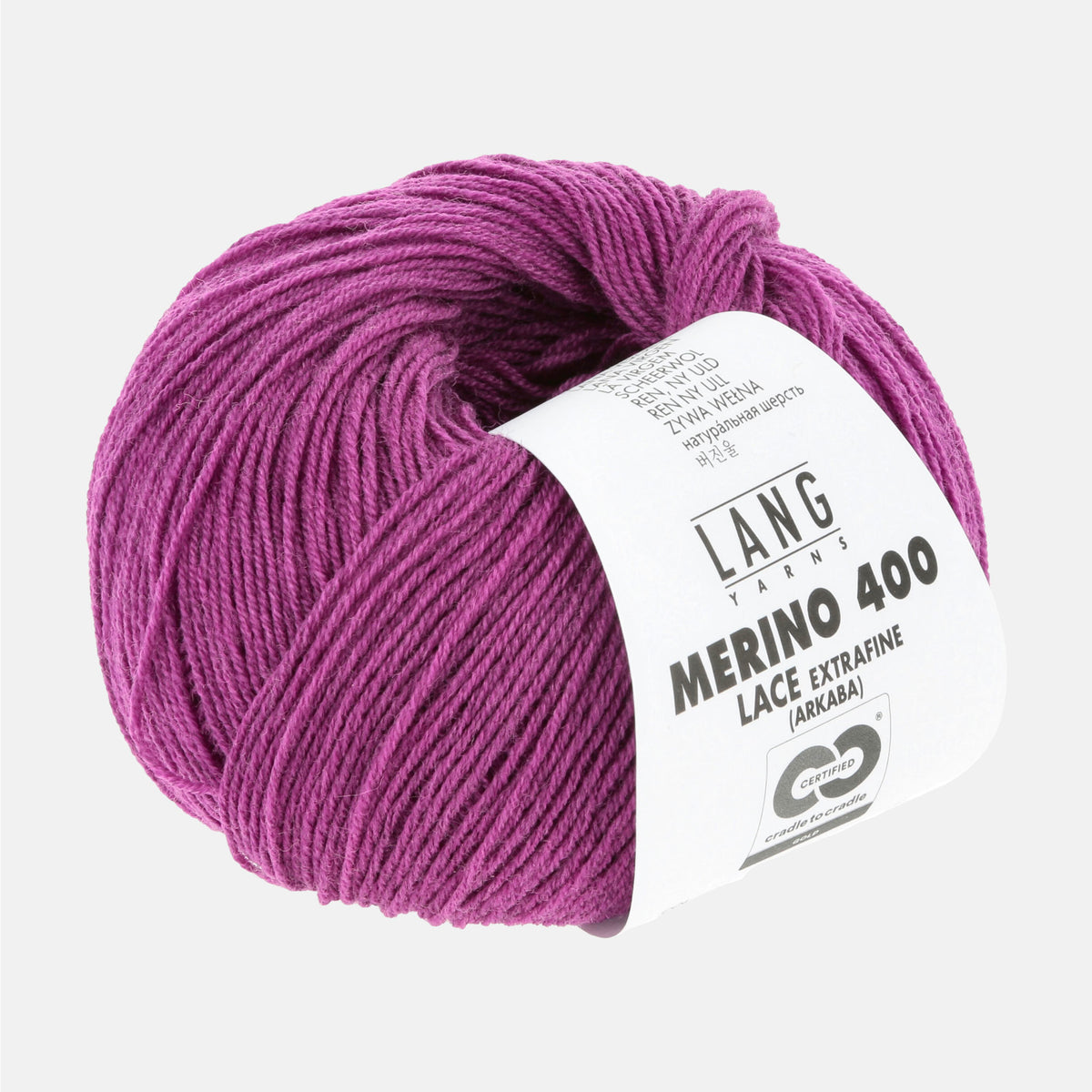 Pelote de Merino 400 Lace de Lang Yarns, coloris 0366 Bruyère