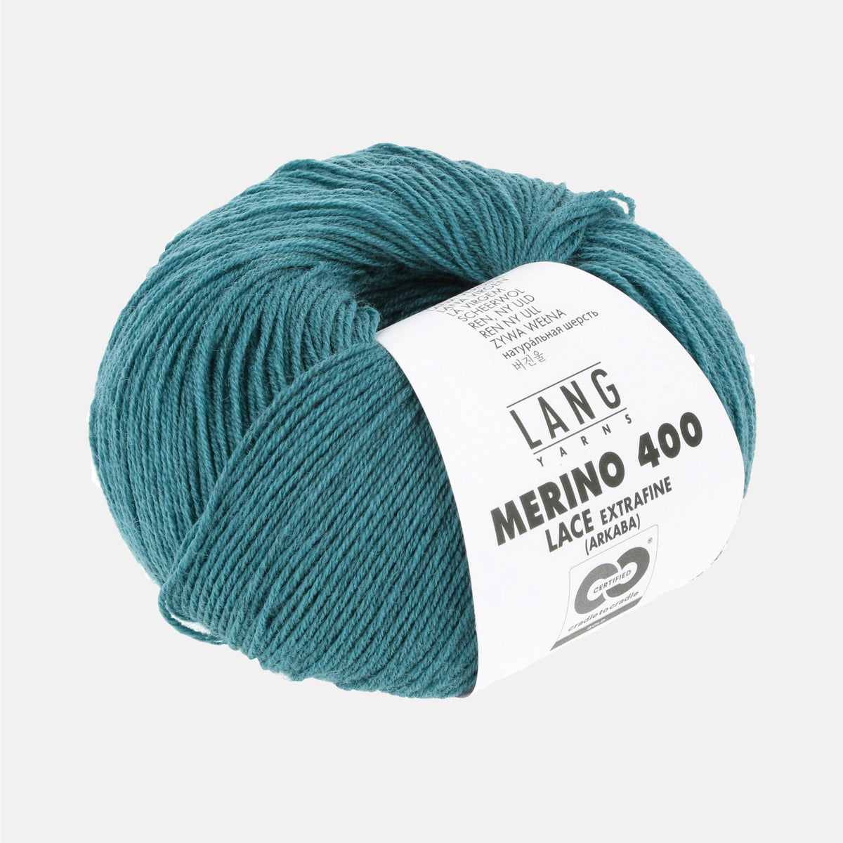 Pelote de Merino 400 Lace de Lang Yarns, coloris 0373 Pétrole