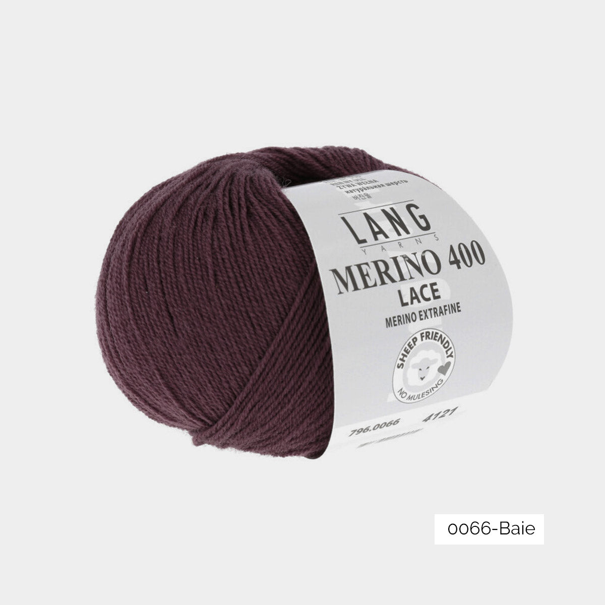 Pelote de Merino 400 Lace de Lang Yarns, coloris 0066 Baie
