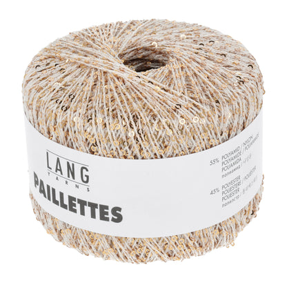 Pelote de Paillettes de Lang Yarns coloris 002 Champagne / Sequins Dorés
