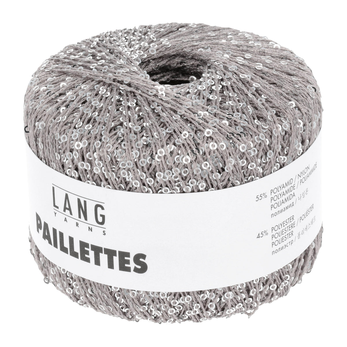 Pelote de Paillettes de Lang Yarns coloris 023 Beige / Sequins Argent