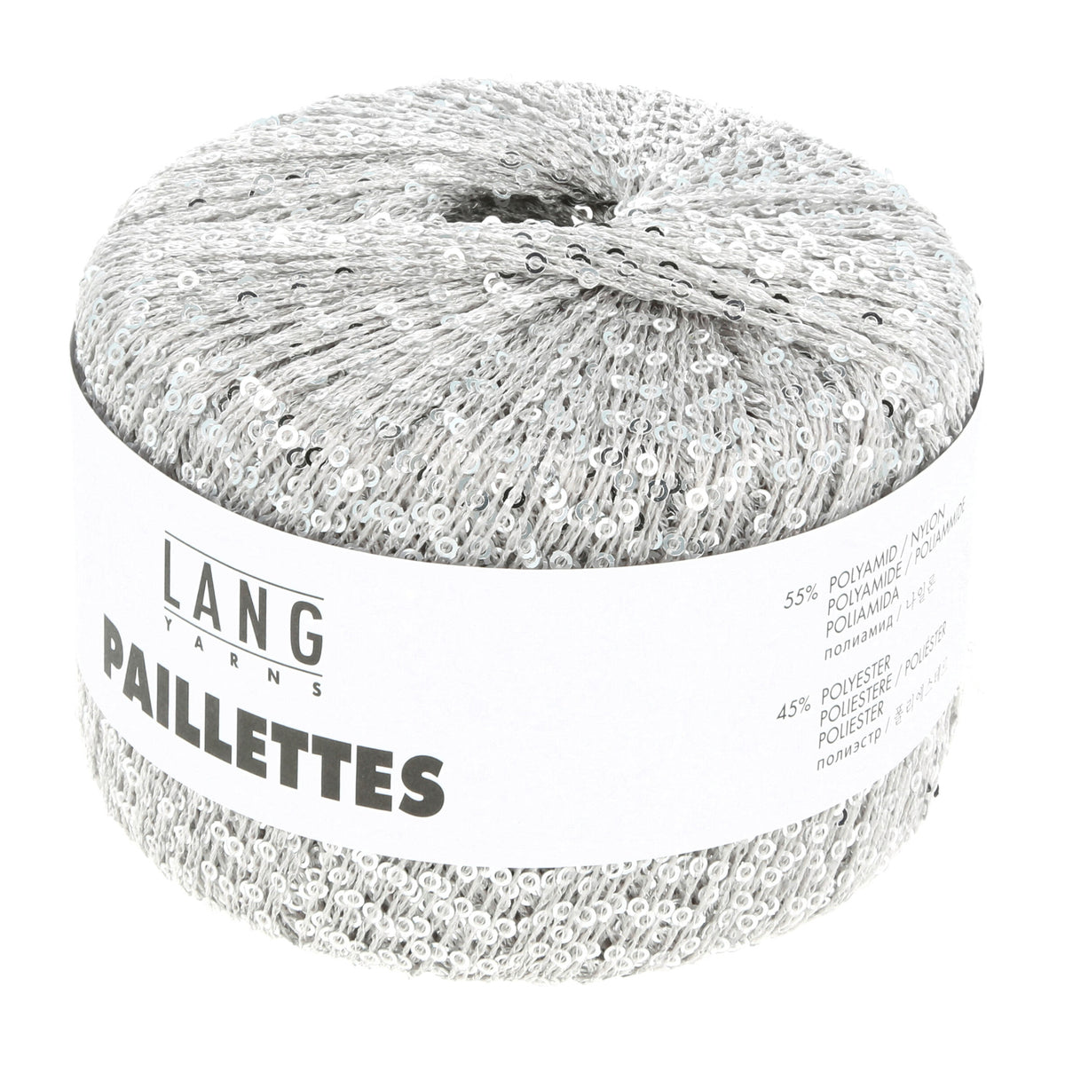 Pelote de Paillettes de Lang Yarns coloris 024 Gris / Sequins Argent