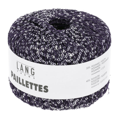 Pelote de Paillettes de Lang Yarns coloris 035 Marine / Sequins Argent