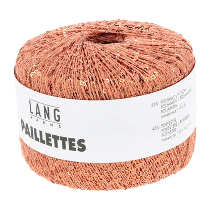 Pelote de Paillettes de Lang Yarns coloris 059 Orange Brûlé - Sequins Or