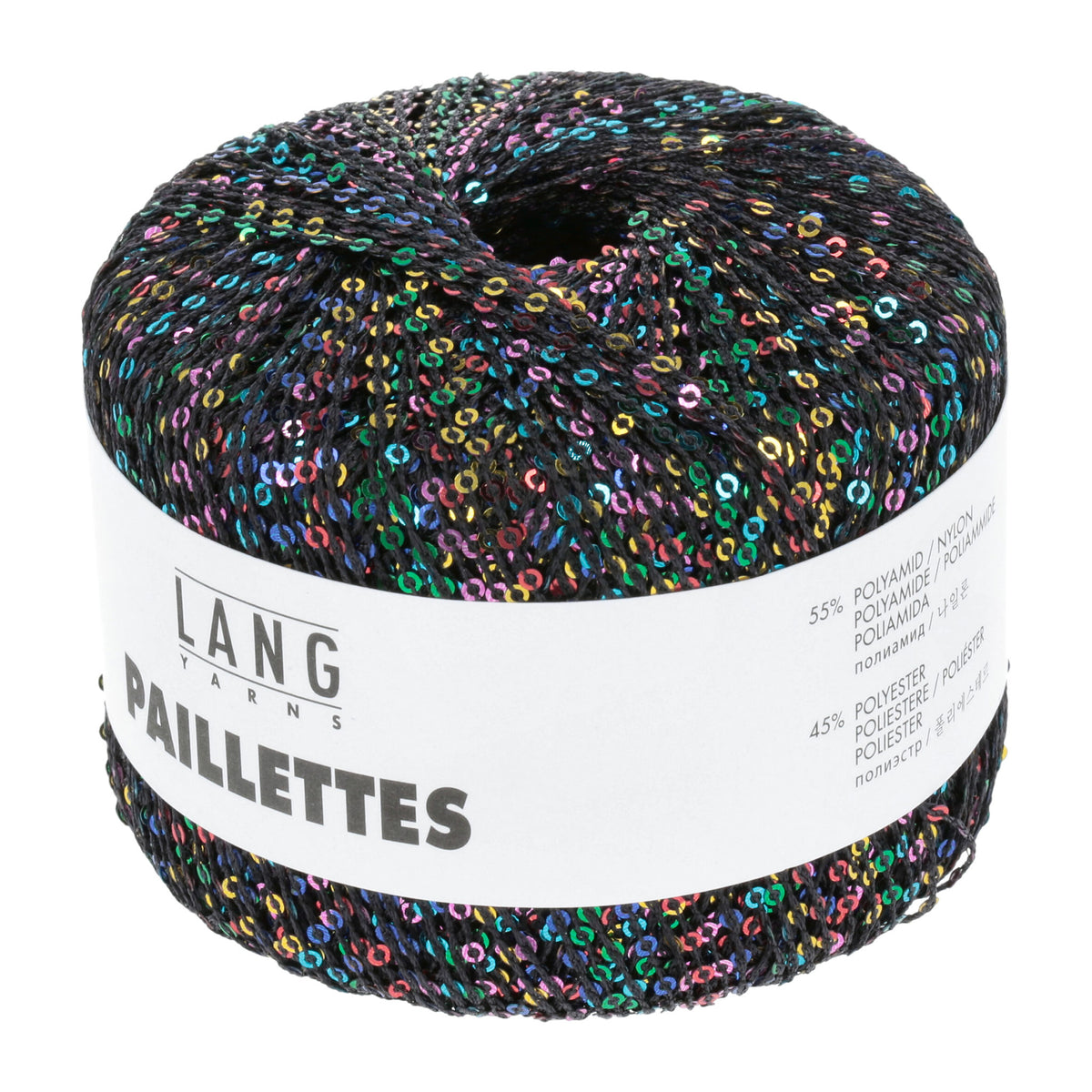 Pelote de Paillettes de Lang Yarns coloris 104 Noir - Arc en Ciel