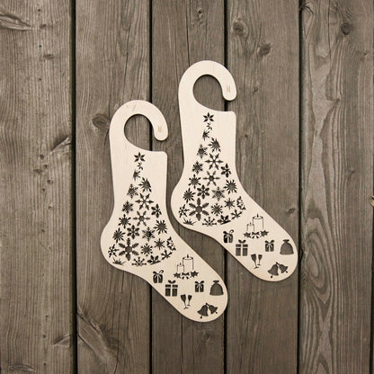 Bloqueurs pour chaussettes tricotées en bois à motif ajouré sur le thème de Noël, taille M