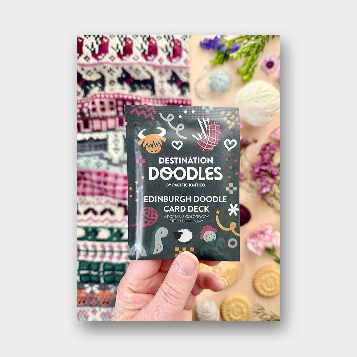 Doodle Card Deck de Pacific Knits Co, modèle Edinburgh (foil pack)
