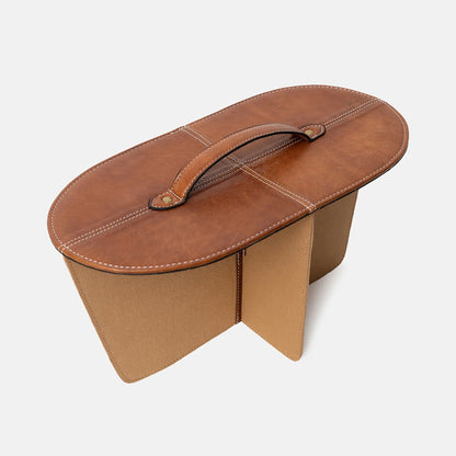 Ensemble couvercle + séparateur P091 (pour panier rigide "bucket bag" P071) de Re:Designed coloris Walnut