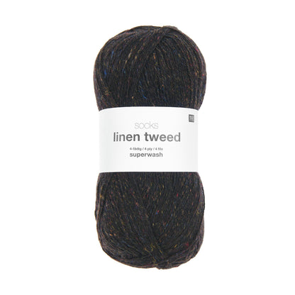 Socks Linen Tweed de Rico Design coloris 007 Noir